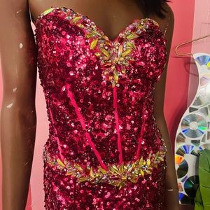 Posh Precious by Precious Formals Size 10 Pink Sequin Prom Dress